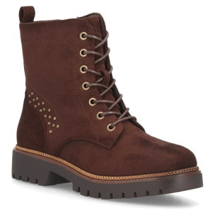 Botines militares con cordones y tachuelas para mujer