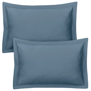 Lot de 2 taies d'oreiller satin de coton bleu