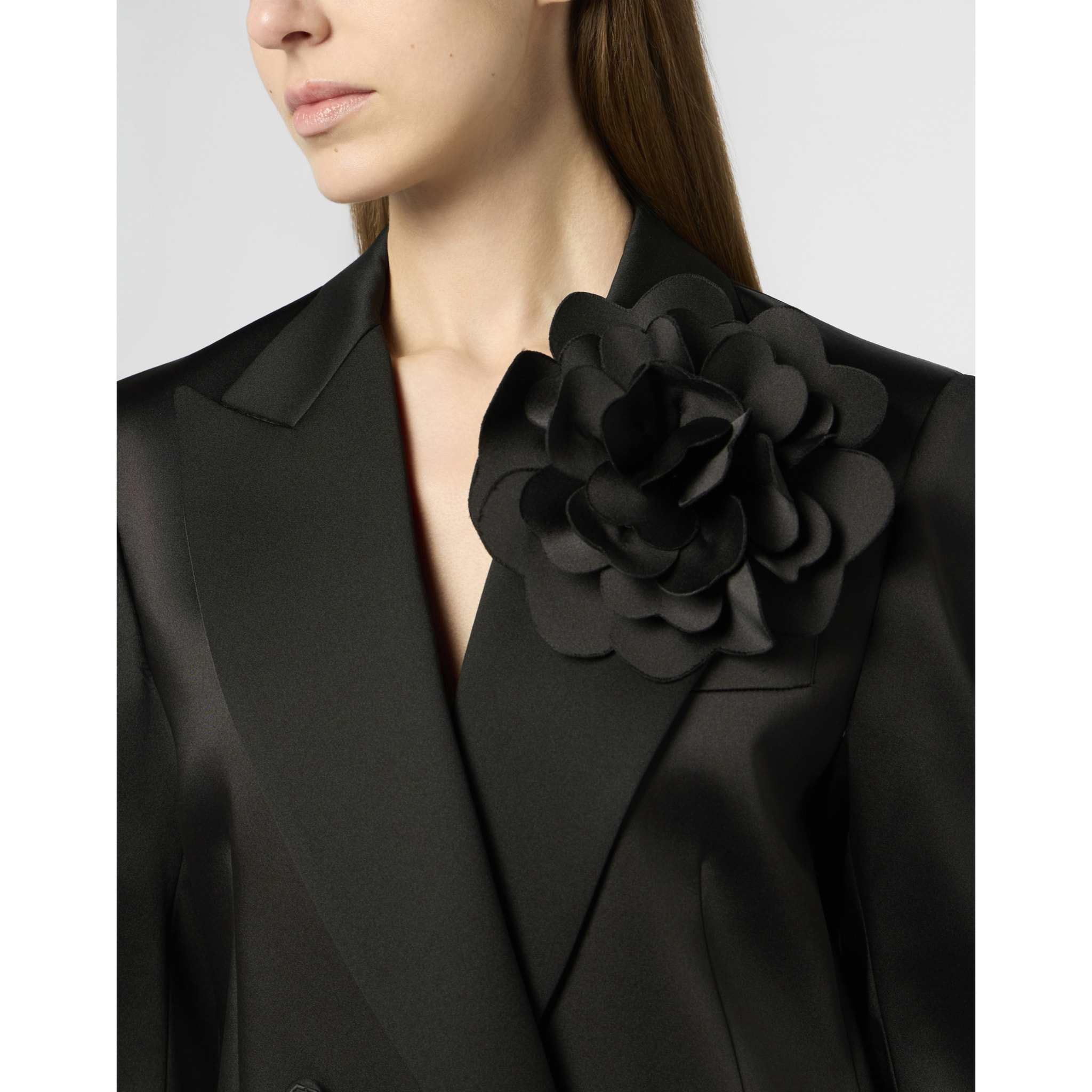 PHILIPP PLEIN Double-Breasted Satin Blazer Roses