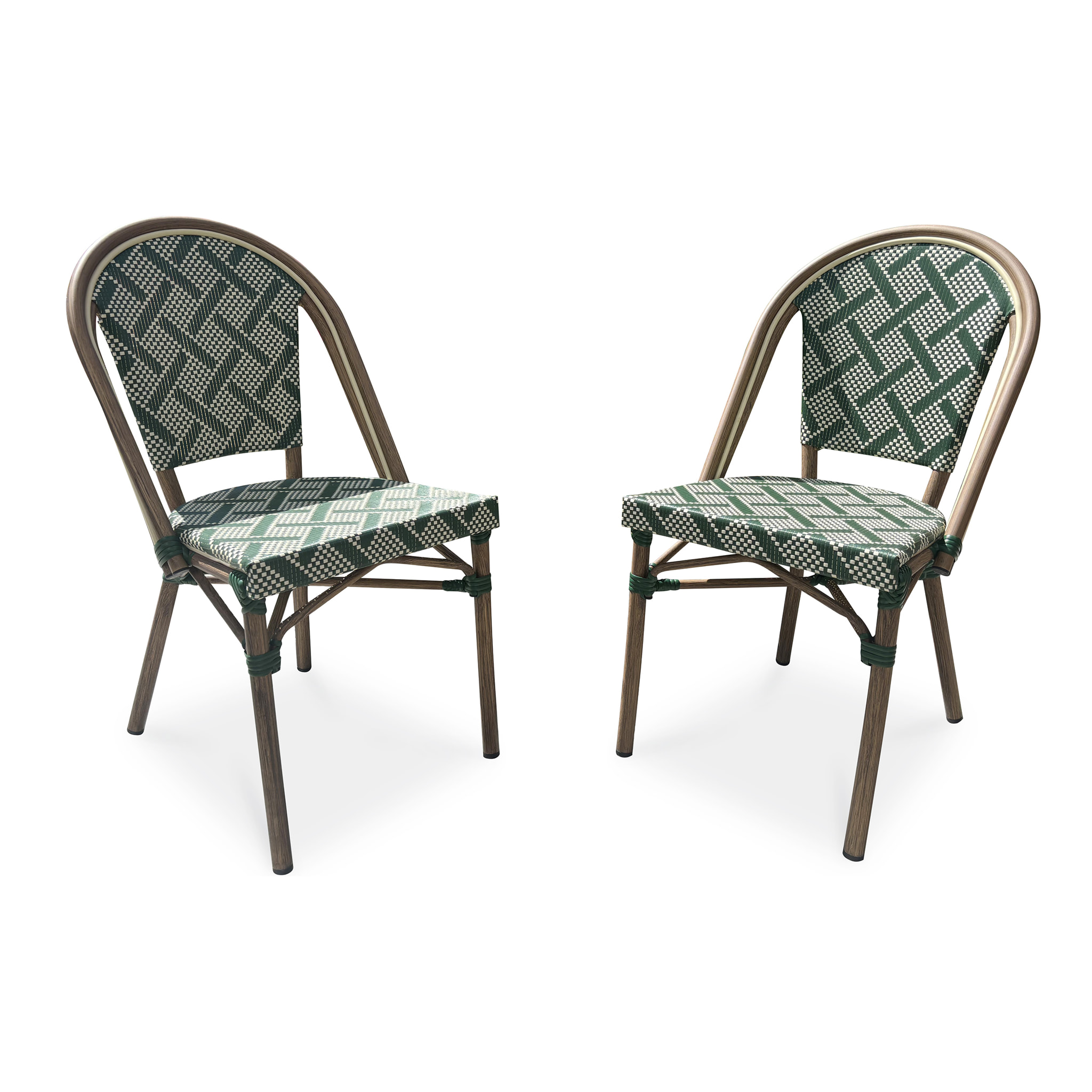 BISTRO - Lot de 2 fauteuils de jardin empilables en aluminium - vert
