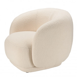 LEOPOLD - Fauteuil arrondi en tissu bouclette écru