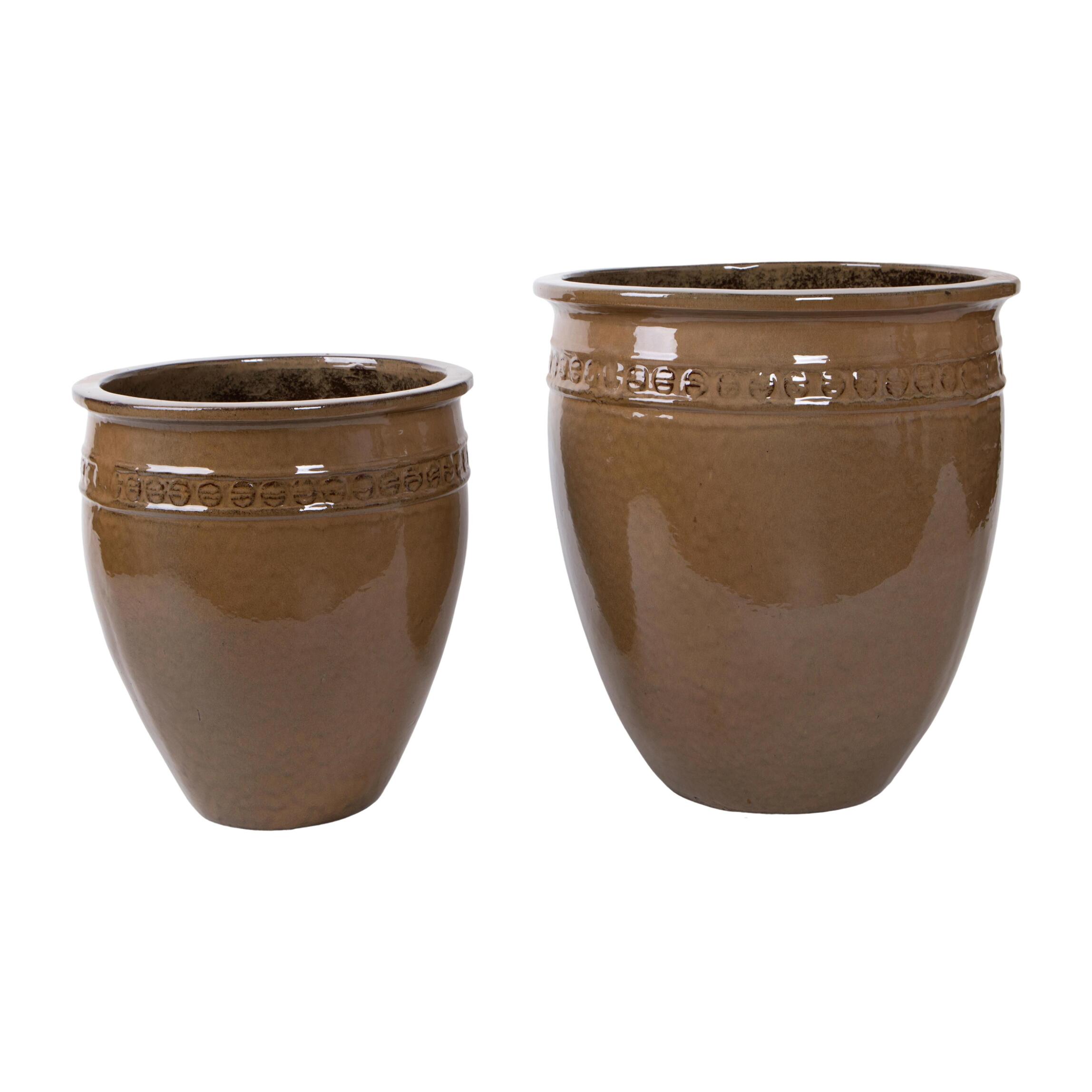 Set 2 vasi conca - Colore Crema - 50xH59x55cm - Bianchi Dino