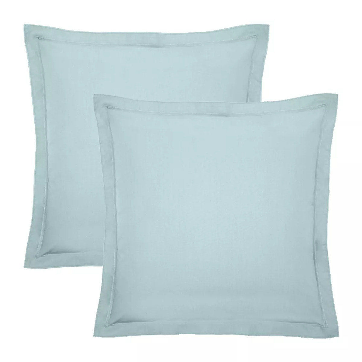 Lot de 2 taies percale de coton uni bleu La percale francaise bleu aqua
