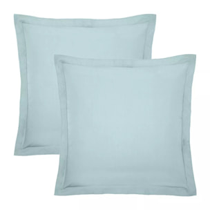 Lot de 2 taies percale de coton uni bleu La percale francaise bleu aqua