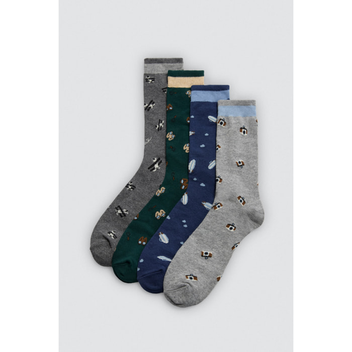 Confezione da 4 calzini alti stampati
