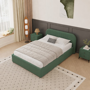 Lit avec coffre de rangement 140x190cm en velours vert MASON