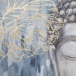 Toile imprimée encadrée "Bouddha" - bois - 60x90 cm