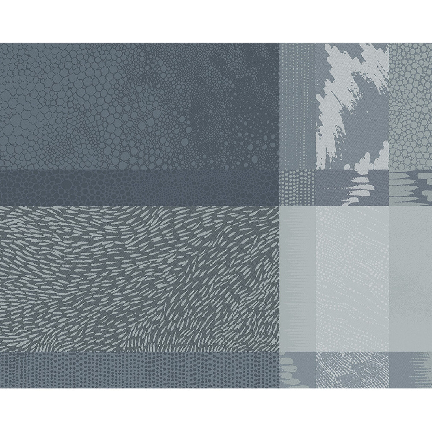 Set pur coton motif jacquard bleu gris Mille matieres orage