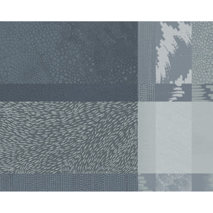 Set pur coton motif jacquard bleu gris Mille matieres orage