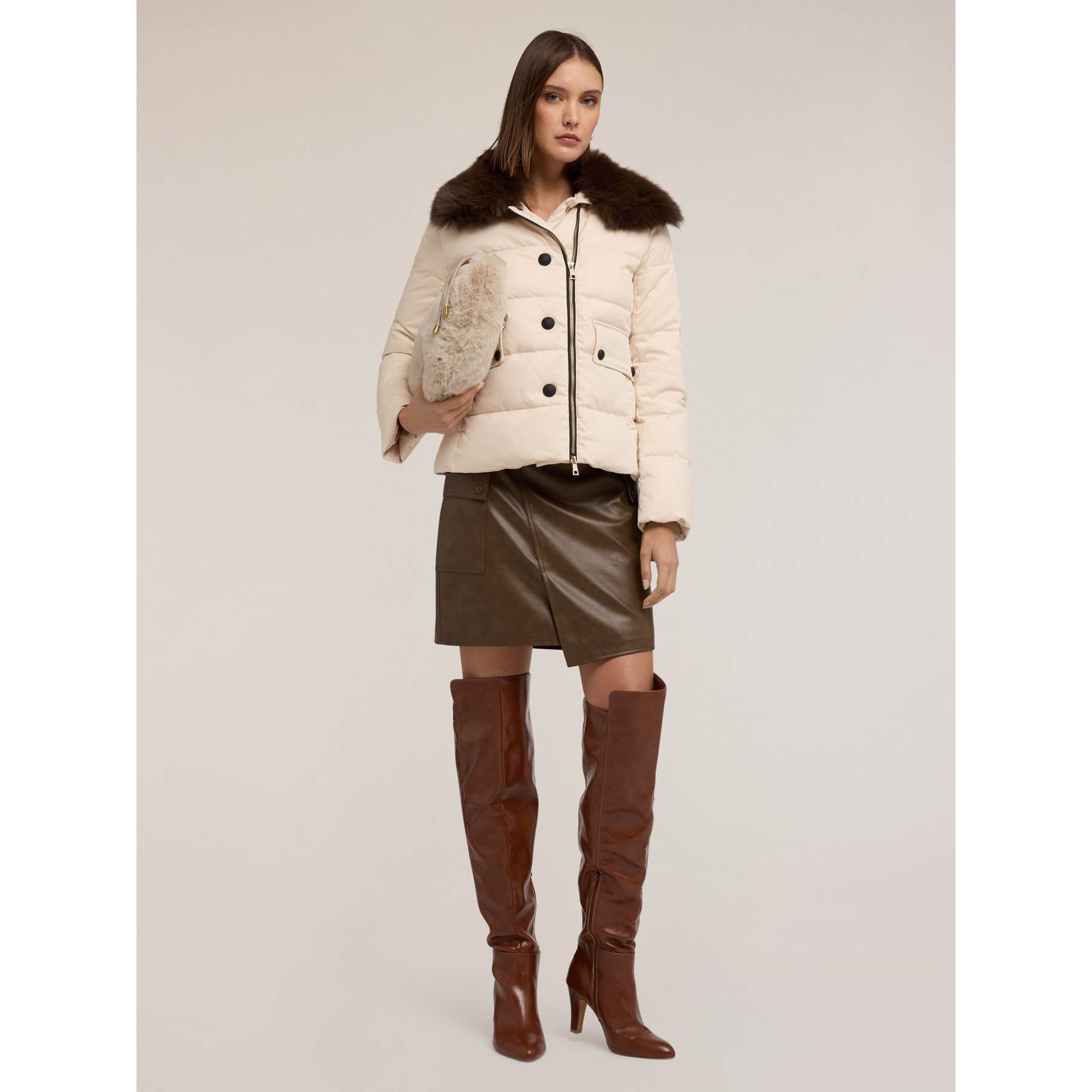 Motivi - Piumino pesante corto con collo alto - Bianco