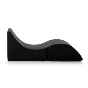 Letto pieghevole Andreina, Pouf trasformabile in letto singolo, 100% Made in Italy, Pouf trasformabile in una chaise longue in ecopelle, Cm 130x50h50, Nero