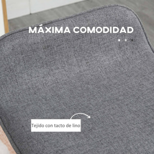 Conjunto de 4 Taburetes de Bar Tapizado en Lino Sintético Taburetes Altos de Cocina con Reposapiés y Patas de Madera Carga 120 kg 40x41,5x75,5 cm Gris y Natural