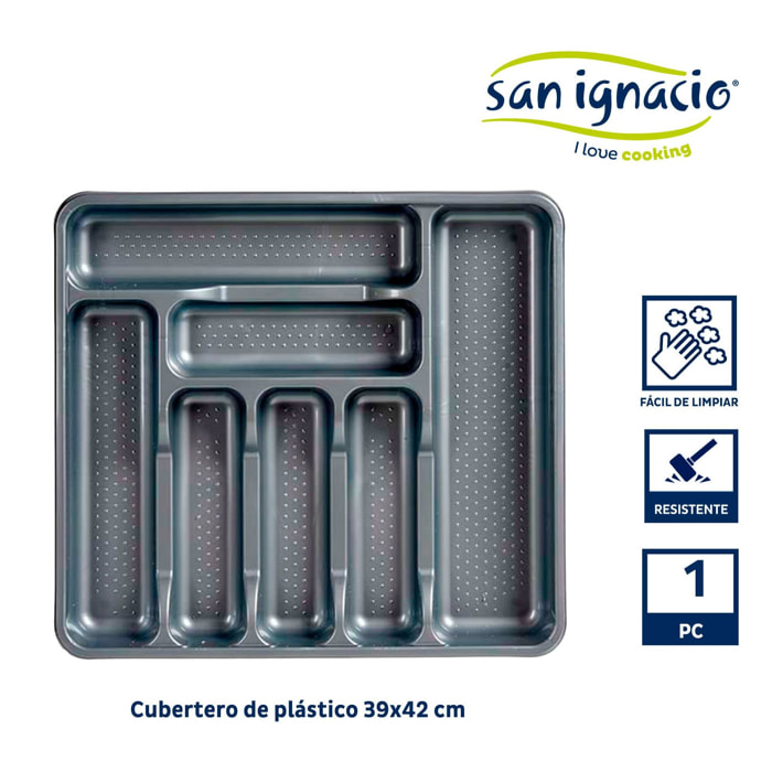 Cubertero plastico 7 departamentos gris colección kinvara