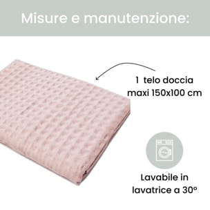 INTRECCI Telo Doccia Maxi, Asciugamano da Doccia, Telo Bagno 150 x 100 cm, in Spugna di Puro Cotone 300 gr/mq, Tinta Unita Rosa. Modello: Napone