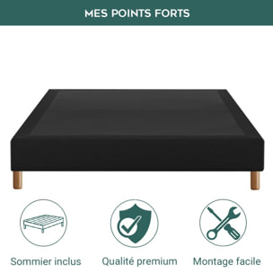 Ensemble Matelas Superluxe - Gamme Luxe Hôtelière - avec son sommier Cancun en tissu gris foncé