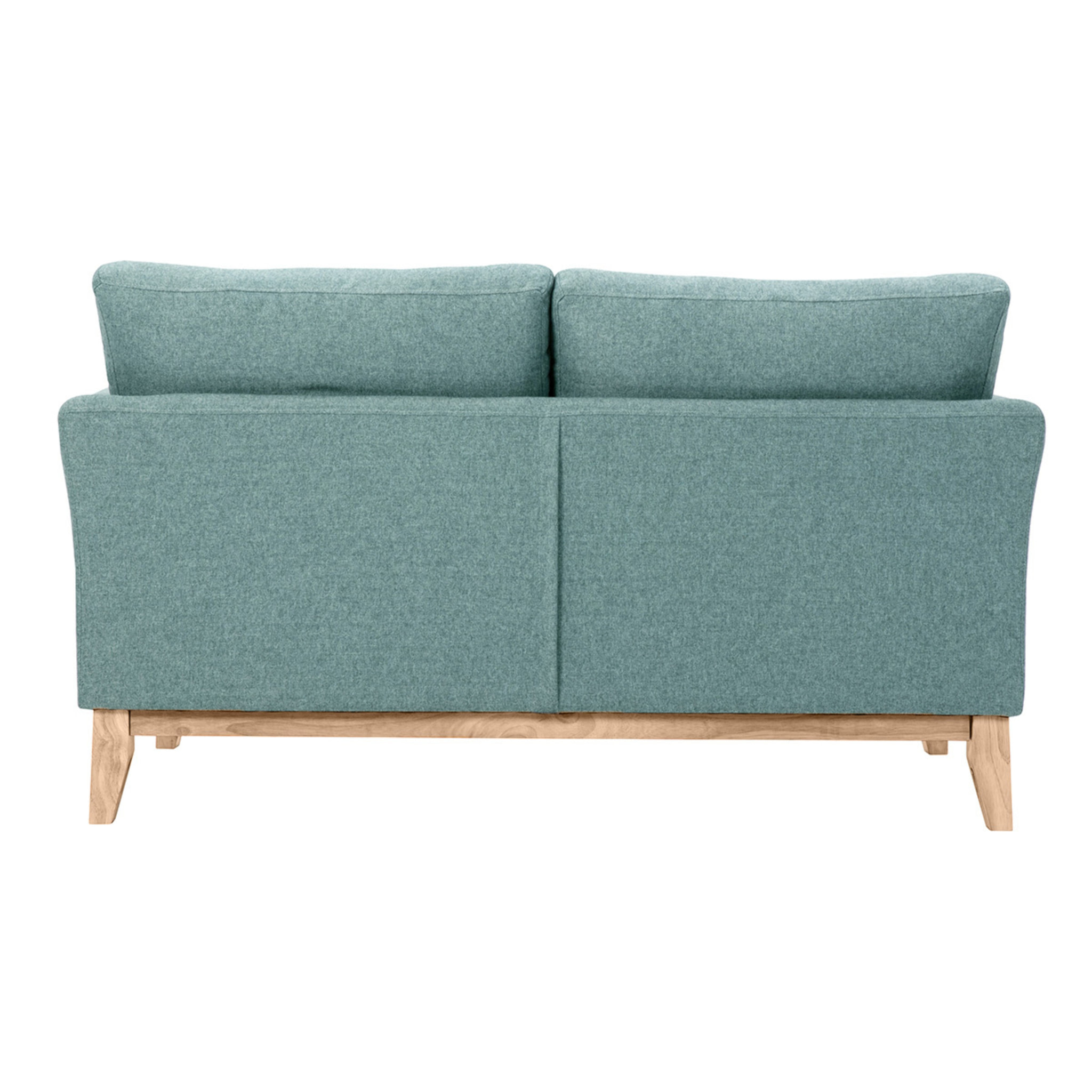 Canapé scandinave déhoussable 2 places en tissu vert de gris et bois clair OSLO