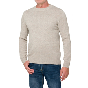 Jersey Narvik de cuello redondo en mezcla de lana color arena