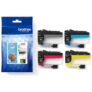 Cartouche d'encre BROTHER Pack Multipack 4 Originales LC424 (Noir + 3 Couleurs) - LC424VAL
