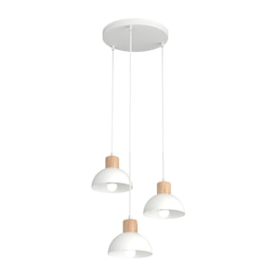Lampada a sospensione Seco in acciaio e legno naturale