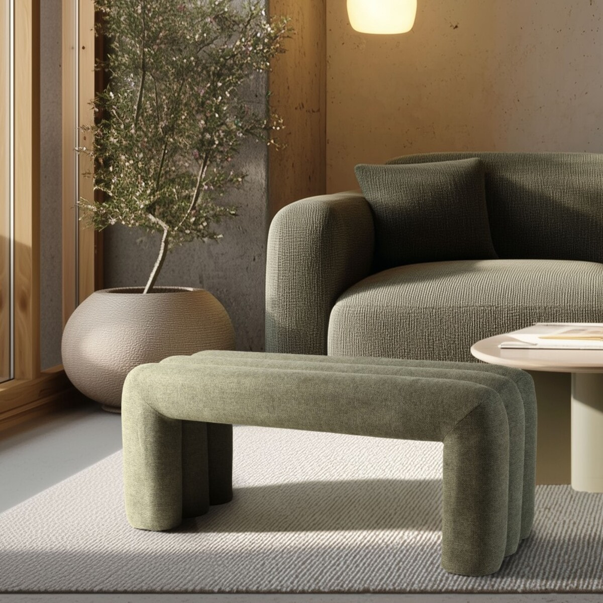 AGATHE - Banc en tissu vert L100cm