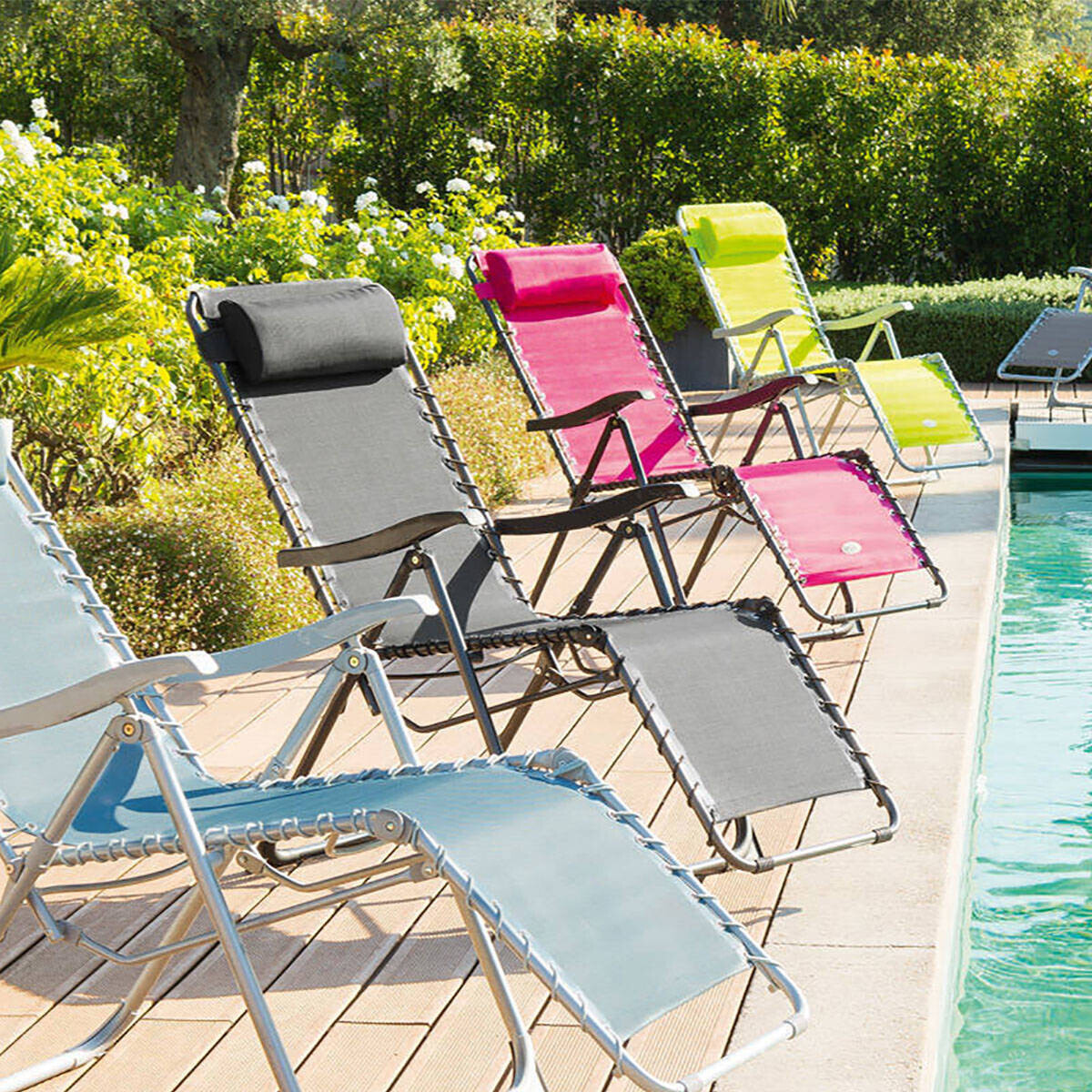 Fauteuil relax de jardin "Silos" anthracite acier traité époxy