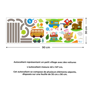 Stickers Muraux décoration adhésifs Petit village avec les voitures