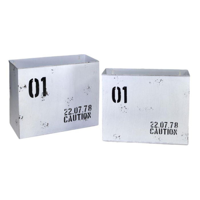 Set di 2 portariviste in metallo Bristol bianco cm34,5x15,5h28