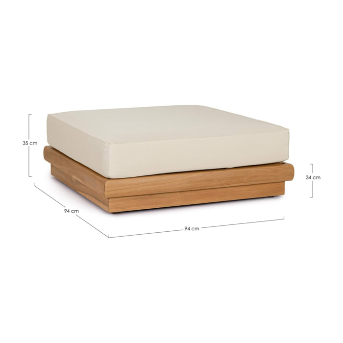 Poggiapiedi di design BILBAO in legno teak e tessuto beige