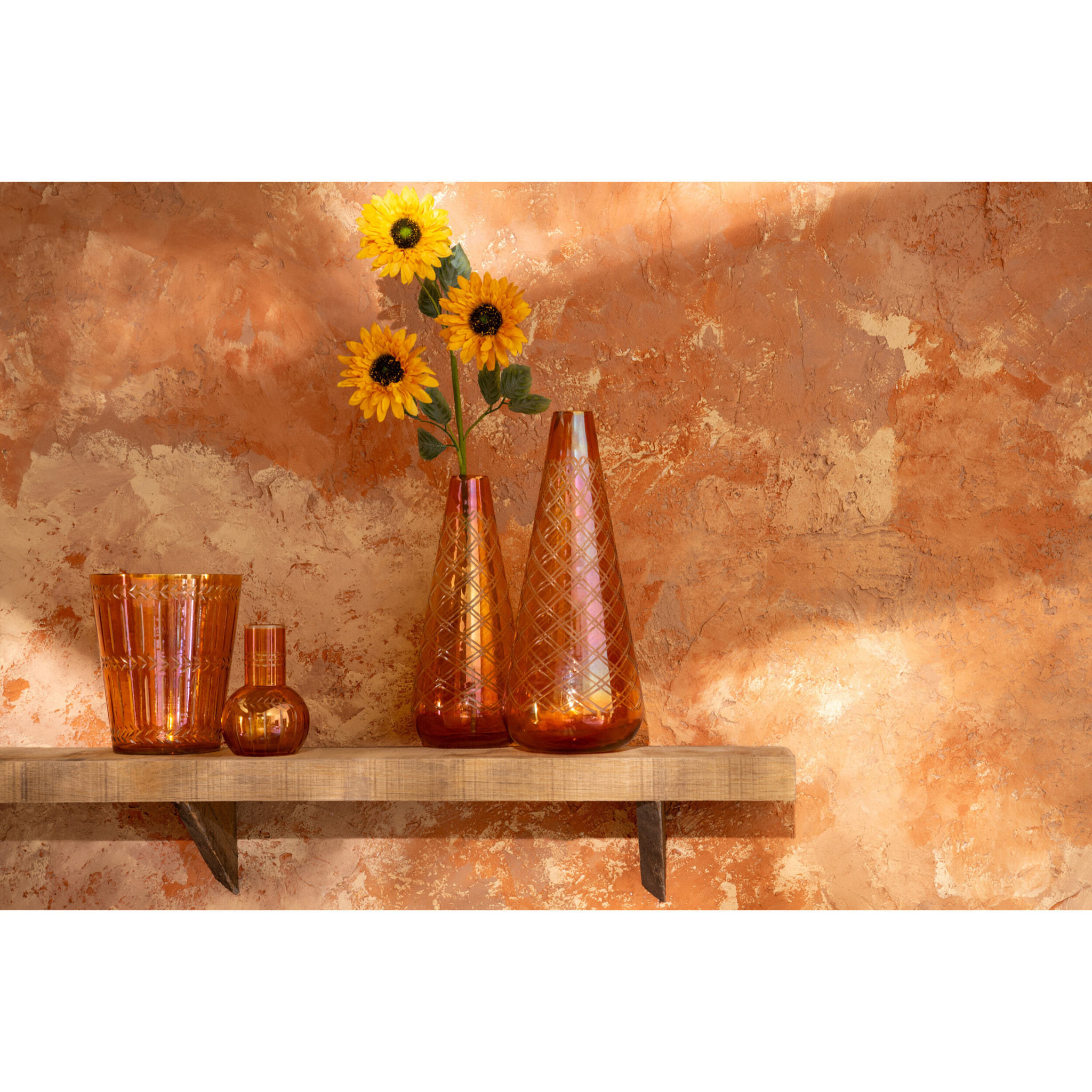 J-Line Vase - verre - doré - large