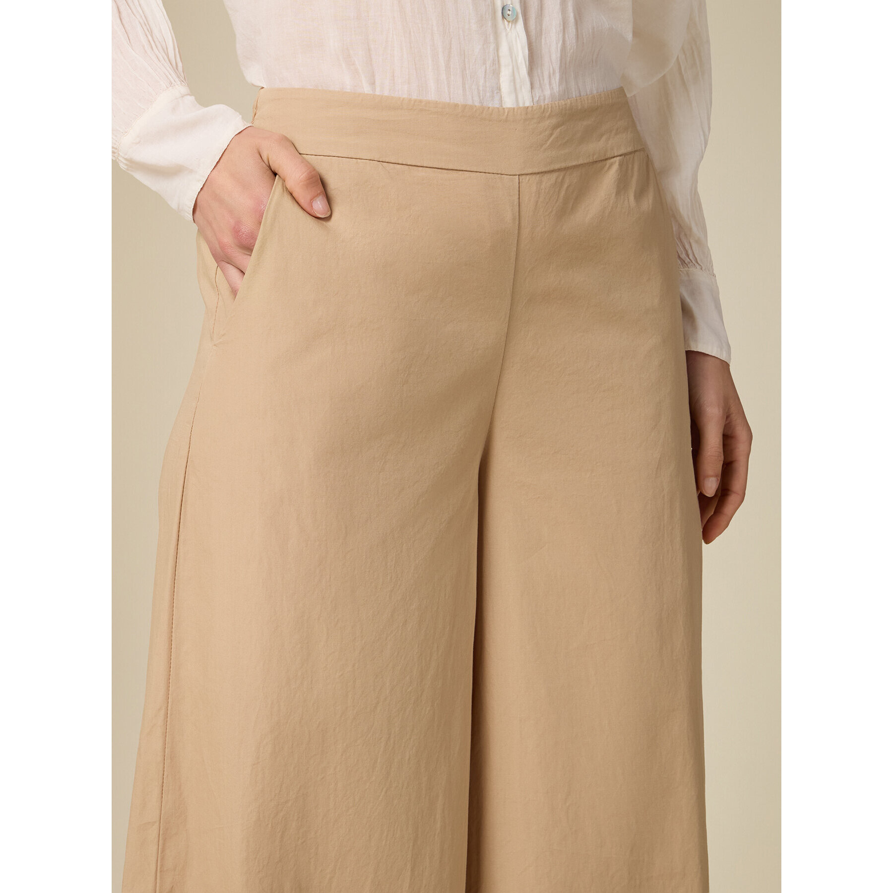 Oltre - Pantalones modelo palazzo de algodón - Beige