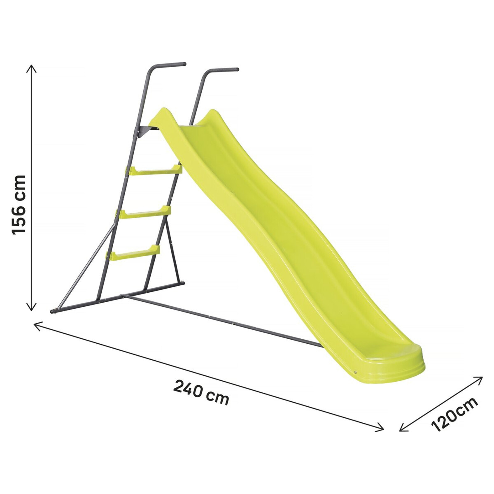 Toboggan de jardin à double vague "Poly" en vert - 240 x 120 x 156 cm