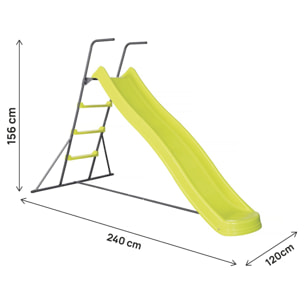 Toboggan de jardin à double vague "Poly" en vert - 240 x 120 x 156 cm