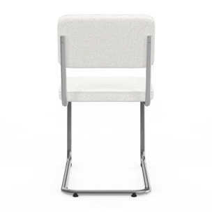 Chaises Naya en bouclette crème et pied métal - lot de 4