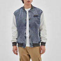 Bomber - coton - logo - coupe relaxed - bleu