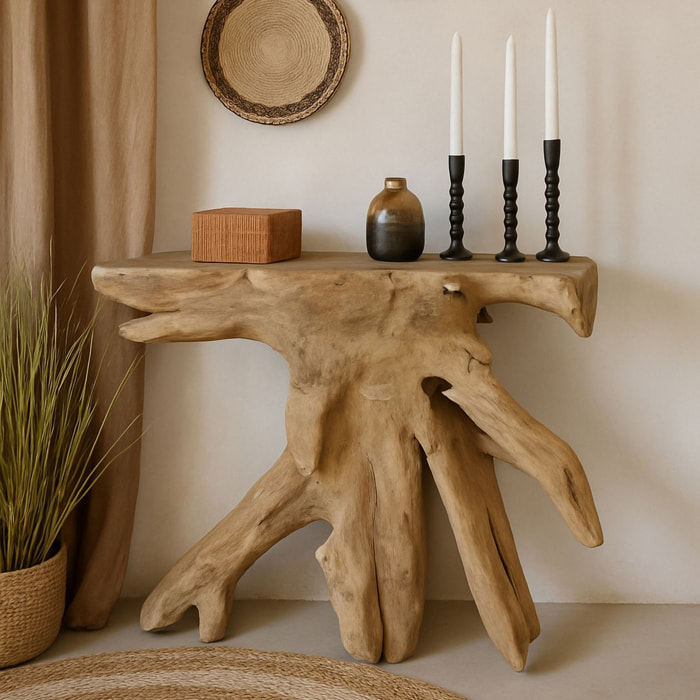 Console en racine de teck blanchi GOBI