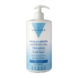 Valquer Hyaludrops Loción Corporal Sin Perfume – Hidratación 72H - 700 ml