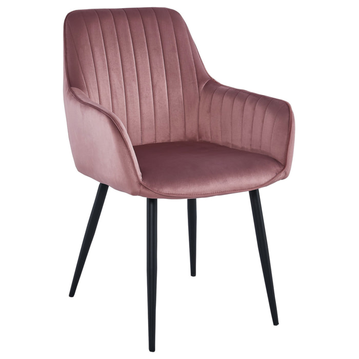 Sedia Solden in velluto rosa antico con gambe nere