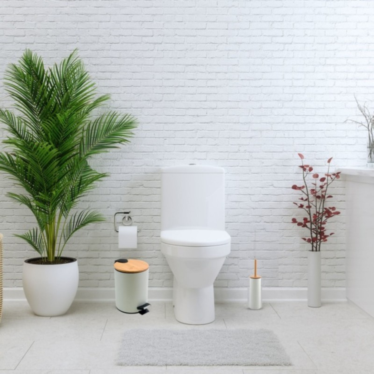 Set Poubelle à  pédale 5L & Brosse Wc ADONIS Blanc Spirella