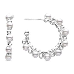 Pendientes de Perla Blanca acabados en rodio