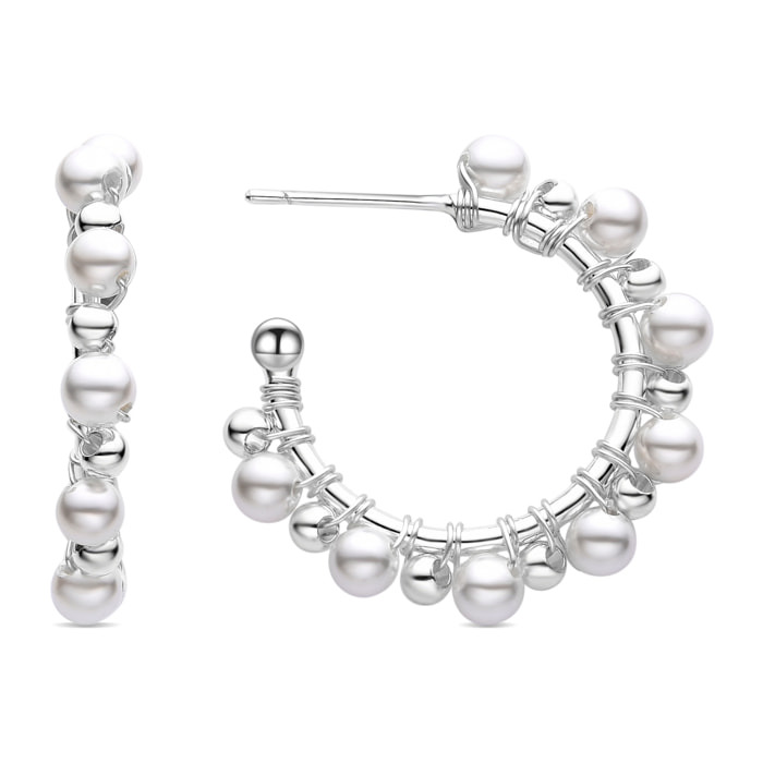 Pendientes de Perla Blanca acabados en rodio