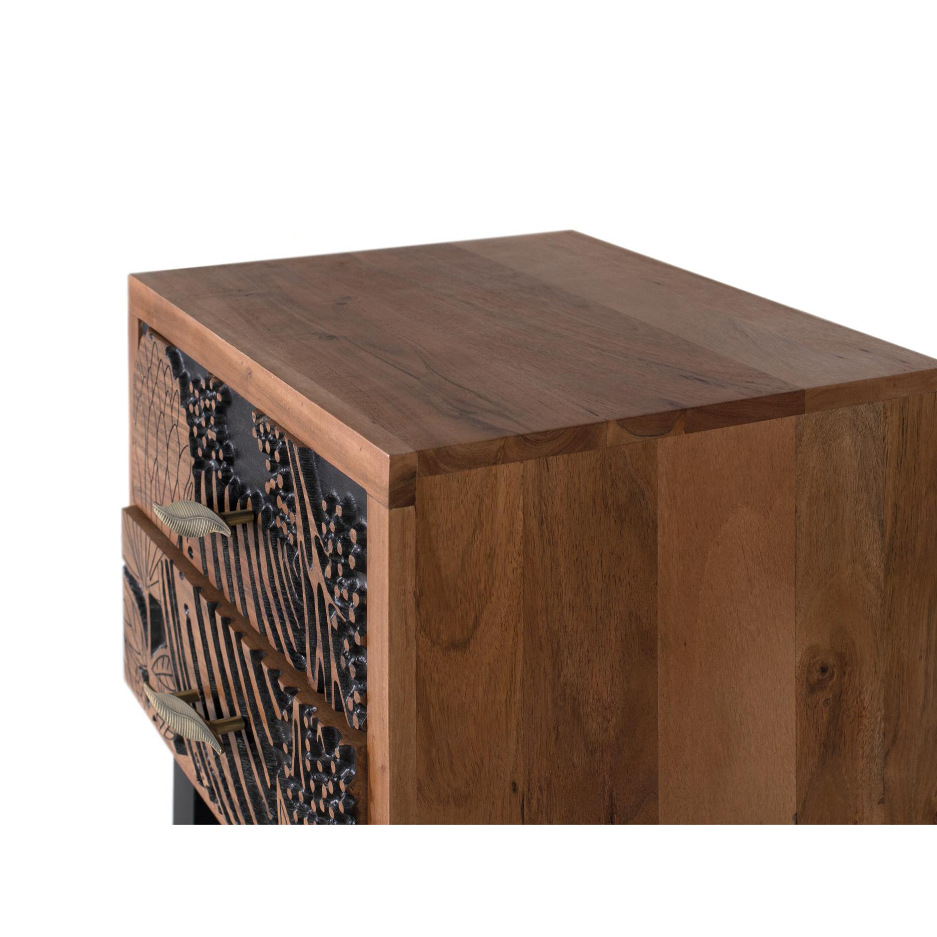 Mesitas de Noche de Madera de Acacia 50 Cm Estilo Étnico Moderno