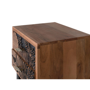 Mesitas de Noche de Madera de Acacia 50 Cm Estilo Étnico Moderno