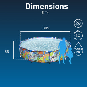 Bestway Piscine hors sol tubulaire ronde Bestway Steel Pro 305 x 66 cm bleu