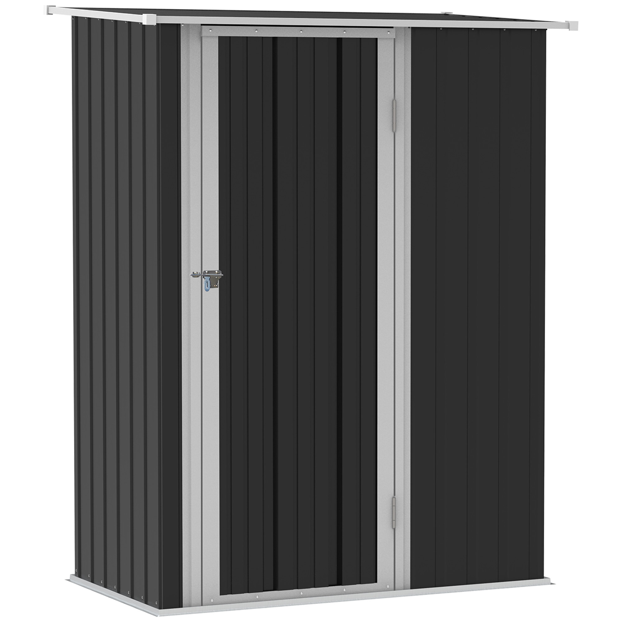 Caseta Jardín 1,07 m² 142x84x189 cm Acero Galvanizado con Puerta Cerradura Gris