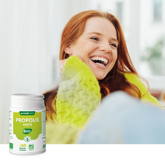 NUTRI EXPERT - Propolis Verte BIO - Renforce les défenses naturelles - Extrait de baccharis - Poudre de Caroube - Cure Automne/Hiver - Sans gluten ni allergène - 60 gélules