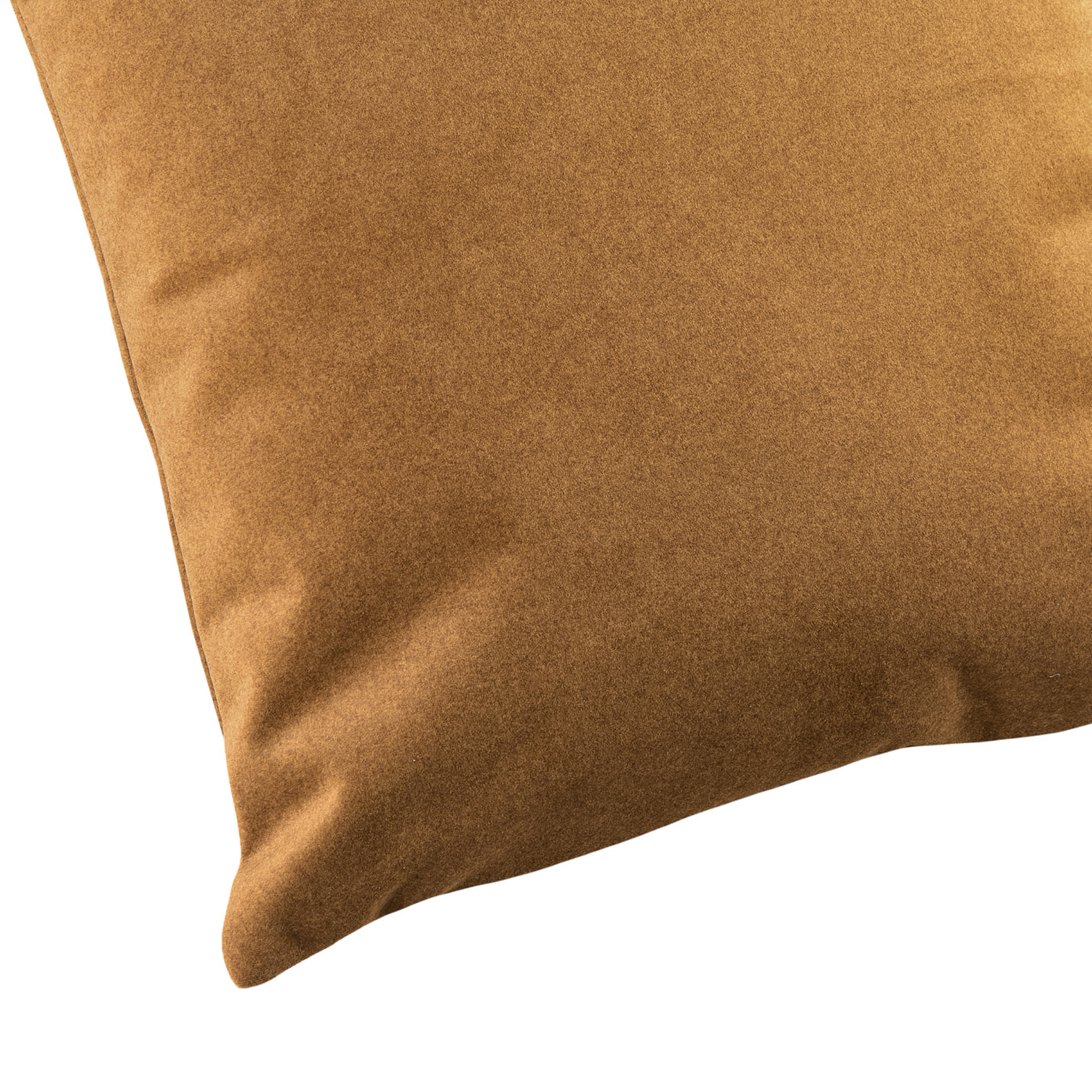 Coussin velours  - Effet peau de pêche - Jaune moutarde