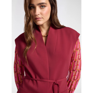 Elena Mirò - Blazer sin mangas en cady elástico - Burgundy