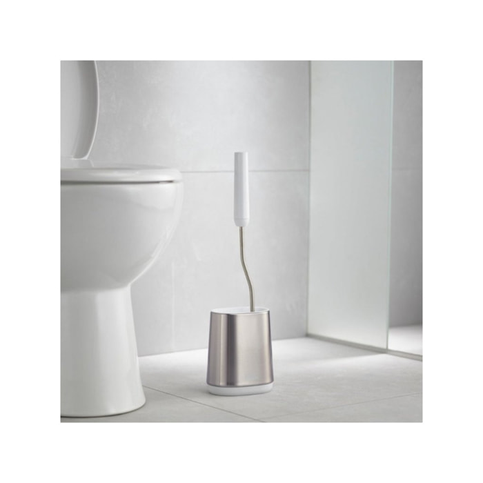 Flex™ Lite Steel Brosse de toilette Anti-goutte, support compact, anti-empreintes digitales, en acier inoxydable, Grise (70561)