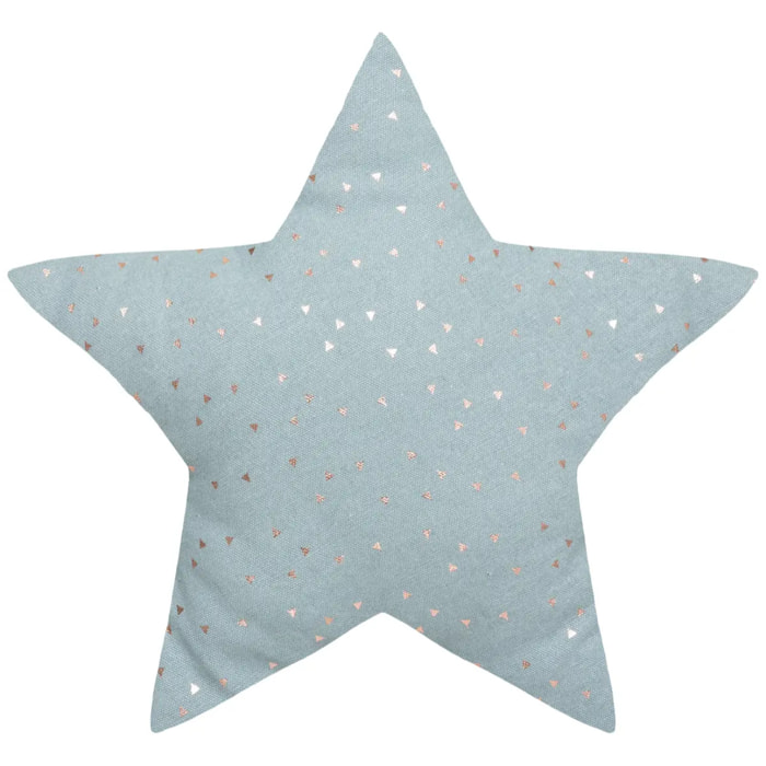 Coussin enfant "Berlingot" étoile - coton - bleu - 40x40 cm