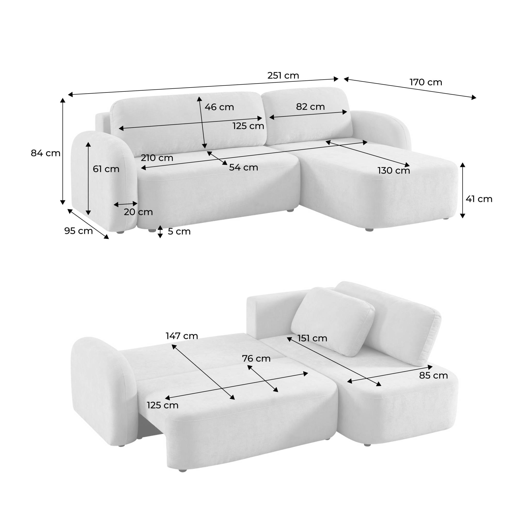 Canapé d'angle réversible convertible 3 places tissu avec coffre NOUMA